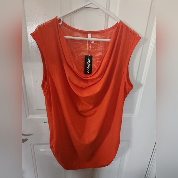 Tops - Zaggo new with tags Cowlneck tank with lace back Orange Xl